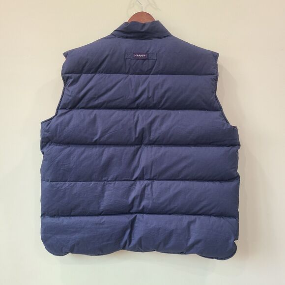 Gant Mens Down Puffer Vest Large Navy Blue Full Zip Lightweight Outdoor - Picture 5 of 9